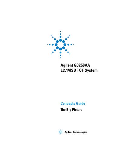 Agilent G3250AA LC/MSD TOF System 4th Edition guide - cover page
