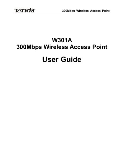 TENDA W301A 300mbps Wireless Broadband Router - cover page