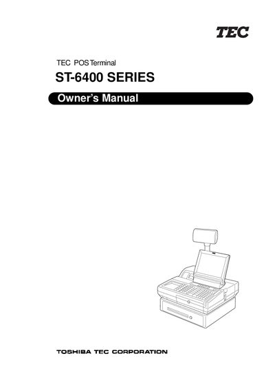 Toshiba TEC ST-6400 Series POS Terminal User Manual - cover page
