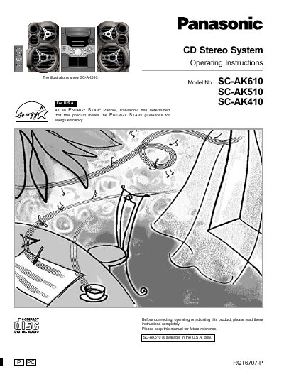 Panasonic SC-AK610/SC-AK510/SC-AK410 3-in-1 Stereo System Operating Instructions