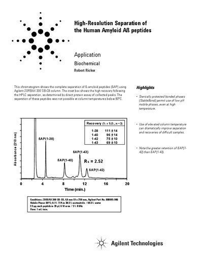 Agilent High-Resolution Separation of the Human Amyloid A&szlig; peptides - Absorbance (210 nm) - cover page