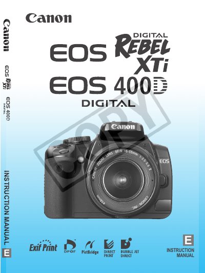 Canon EOS 400D Digital Single-Lens Reflex Camera Instruction Manual - cover page