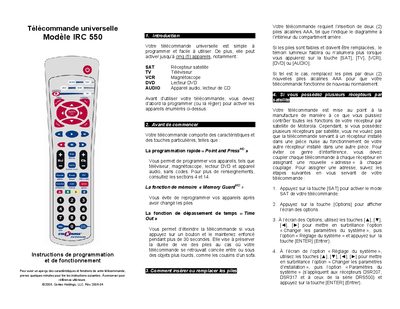 Contec IRC 550 Universal Remote User Manual - cover page