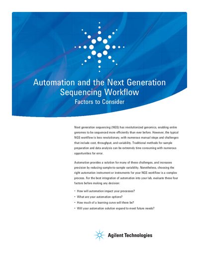 Agilent Automation Solutions for Next Generation Sequencing Workflow - cover page