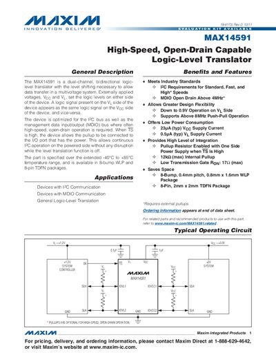 Maxim MAX14591 Logic-Level Translator Datasheet - cover page