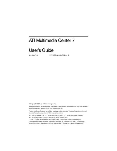 ATI Multimedia Center 7 User Manual - cover page