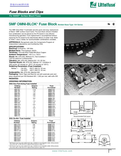 Littelfuse 154 Series SMF Omni-Blok Fuse Block Molded Base Type Datasheet - cover page