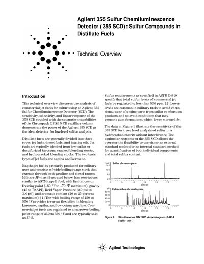 Agilent 355 Sulfur Chemiluminescence Detector Technical Overview - cover page