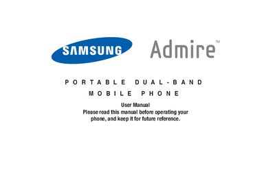 Samsung Admire Phone User Manual - cover page