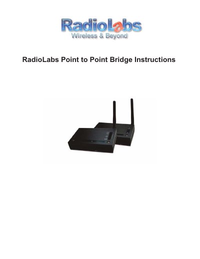 RadioLabs O2Link Point to Point Bridge User Guide - cover page