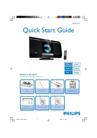 Philips MCM277 Quick Start Guide - cover page
