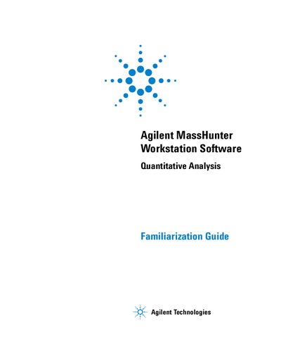 Agilent MassHunter Workstation Software Qualitative Analysis Familiarization Guide - cover page