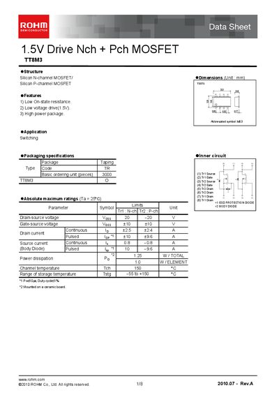 ROHM TT8M3 Datasheet - cover page