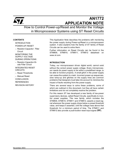 STMicroelectronics AN1772 Application Note - cover page