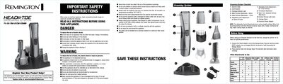 Remington PG-520 Head Toe Grooming System User Manual - cover page