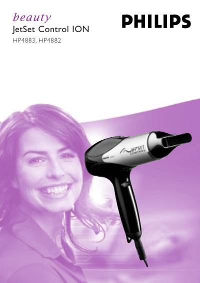 Philips HP4883/HP4882 JetSet Control ION Hair Dryer User Manual - cover page