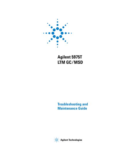 Agilent 5975T LTM GC/MSD Troubleshooting Maintenance Guide - cover page