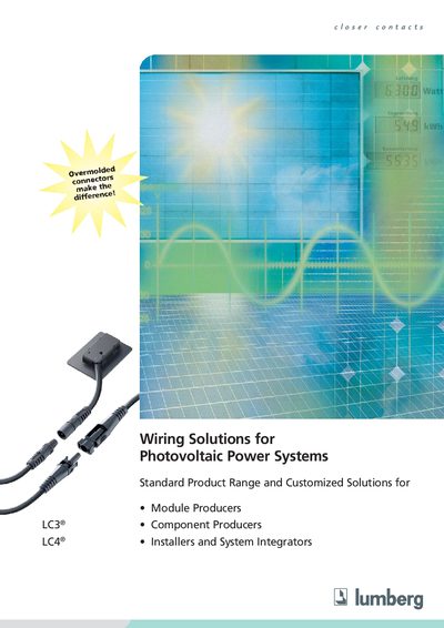 Lumberg LC3 & LC4 Wiring Solutions for Photovoltaic Power Systems Product Leaflet - cover page