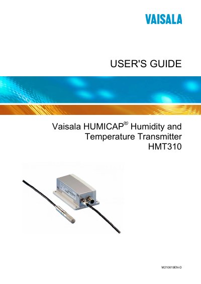 Vaisala HMT310 User Manual - cover page