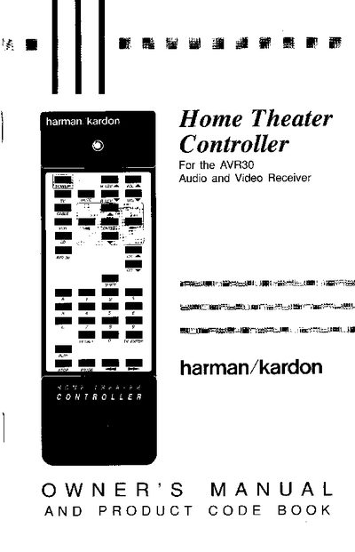 Harman Kardon Home Theater Controller User Manual - cover page