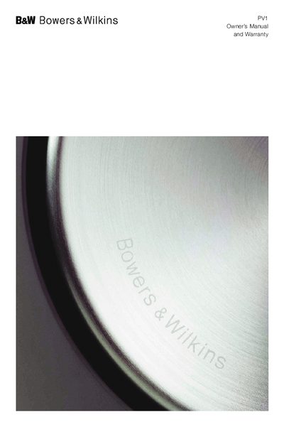 Bowers & Wilkins PV1 Active Subwoofer Owner’s Manual - cover page