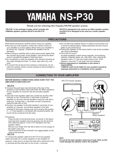 Yamaha NS-P30 Speaker System User Manual - cover page