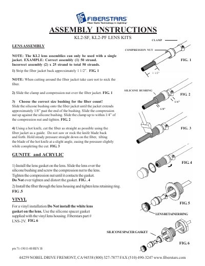Fiberstars KL2-SF KL2-PF Lens Kit Assembly Instructions - cover page