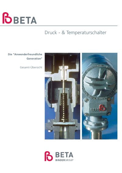 BETA C1-P304L-S1N-B1-K1-Y-X2 Pressure Switch Product Leaflet - cover page
