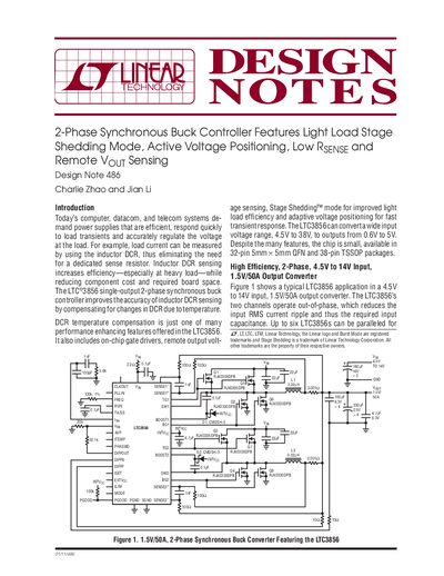 LINEAR 2-Phase Synchronous Buck Controller Features Light Load Stage Shedding Mode Active Voltage Positioning Low RSENSE Remote VOUT Sensing handbook - cover page