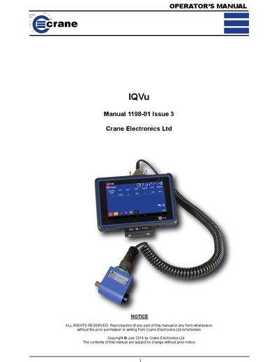 Crane 1198-01 IQVu User Manual - cover page