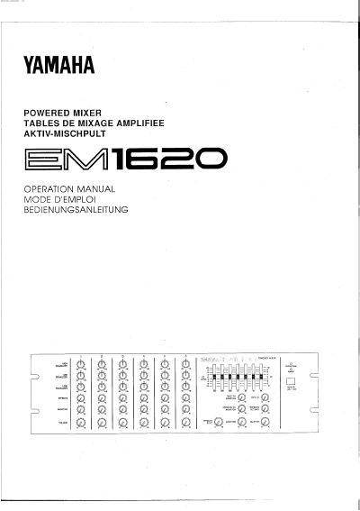 Yamaha EM1620 Powered Mixer Operation Manual - cover page