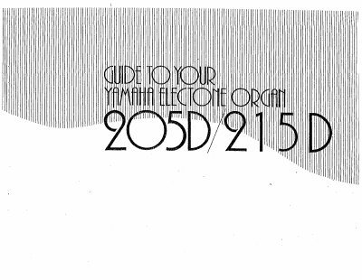 Yamaha 205D/215D Electone Owner's Manual