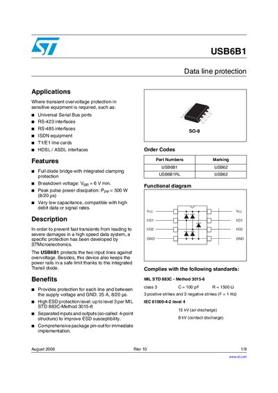 STMicroelectronics USB6B1 Datasheet - cover page