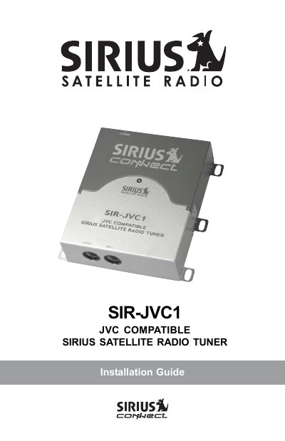 SIRIUS SIR-JVC1 Installation Guide - cover page