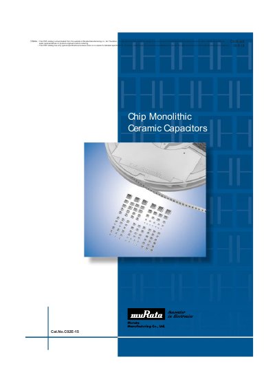 Murata C02E Chip Monolithic Ceramic Capacitors Catalog - cover page