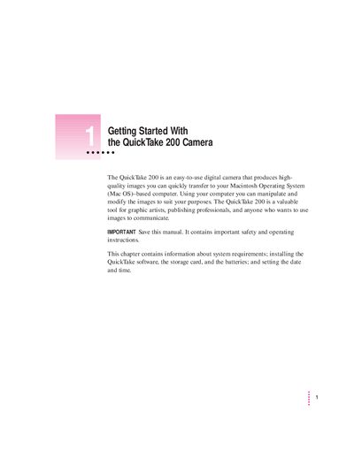 Apple QuickTake 200 Camera User Manual - cover page
