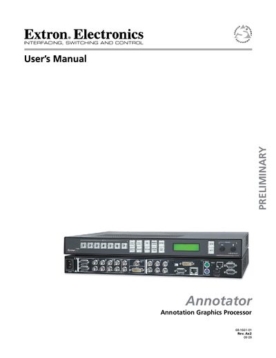 Extron Annotator Graphics Processor User Manual - cover page