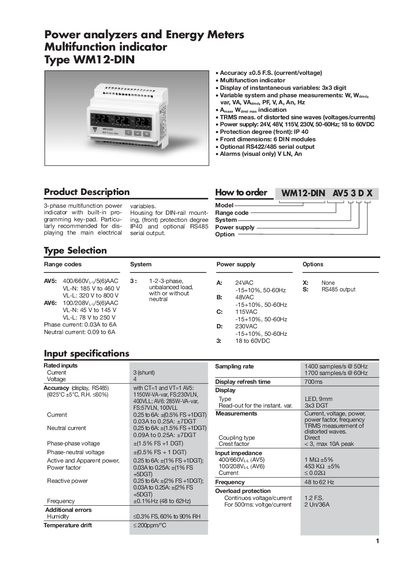 YZ WM12-DIN User Manual - cover page