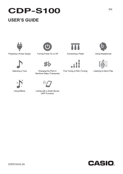 Casio CDP-S100 Digital Piano User Guide - cover page