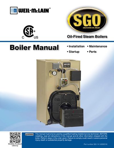 GOLD SGO Series 3 Oil-Fired Steam Boiler Service Manual - cover page