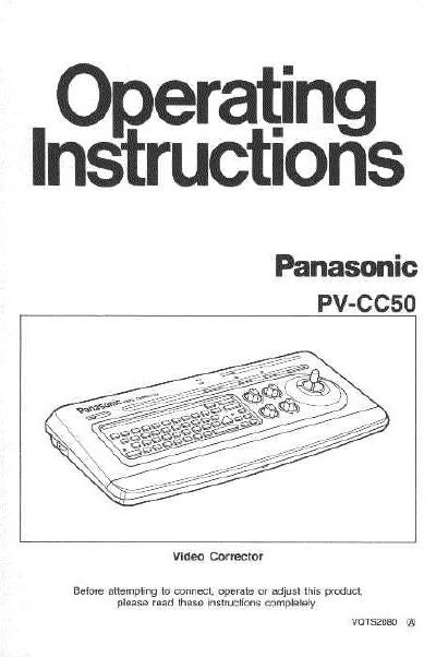 Panasonic PV-CC50 Video Corrector User Manual - cover page