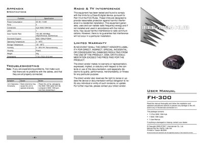 ATEN FH-300 IEEE 1394 Hub User Manual - cover page