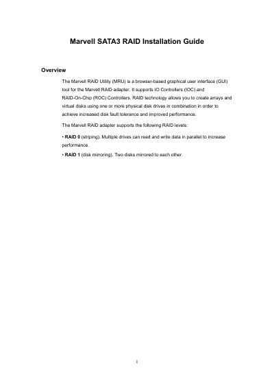 Marvell SATA3 RAID Installation Guide