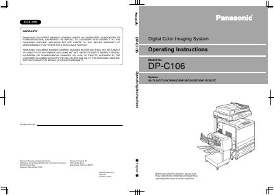 Panasonic DP-C106 Digital Color Imaging System Operating Instructions - cover page
