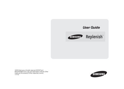 Samsung Replenish User Guide - cover page