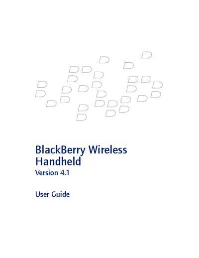 BlackBerry 8700 Wireless Handheld User Guide - cover page