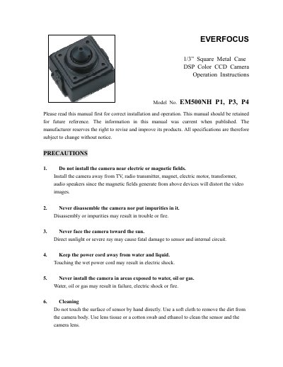 EVERFOCUS EM500HN P1 P3 P4 Manual - cover page