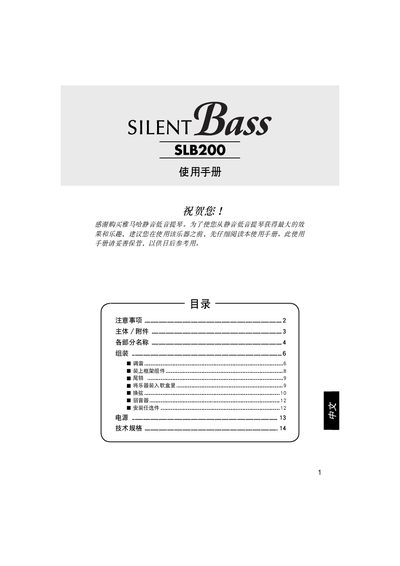 Yamaha SLB200 Silent Double Bass User Manual - cover page