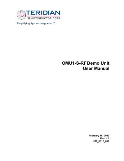 Teridian 78M6612 OMU1-S-RF Demo Unit User Manual - cover page