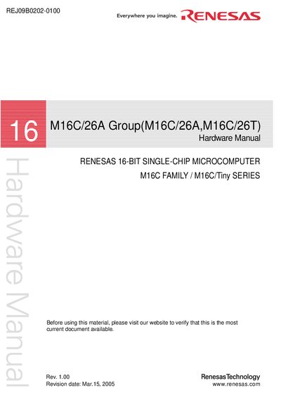 Renesas M16C/26A Hardware Manual - cover page
